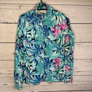 Lilly Pulitzer UPF 50+ Luxletic Justine  full zip Pullover Fished My Wish S RARE